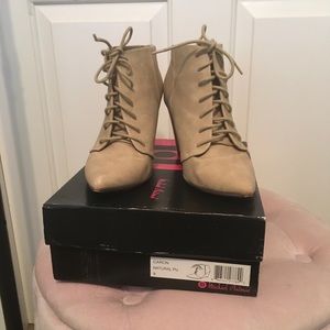 Micheal Antonio suede wedge booties